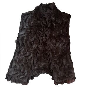 Brown Ruffled Fur Vest